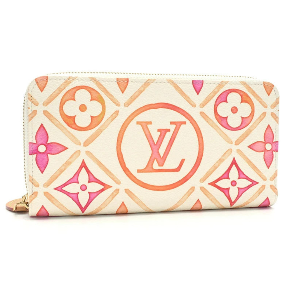Louis Vuitton Zippy Wallet LV By The Pool Monogram Canvas Leather Pink Orange